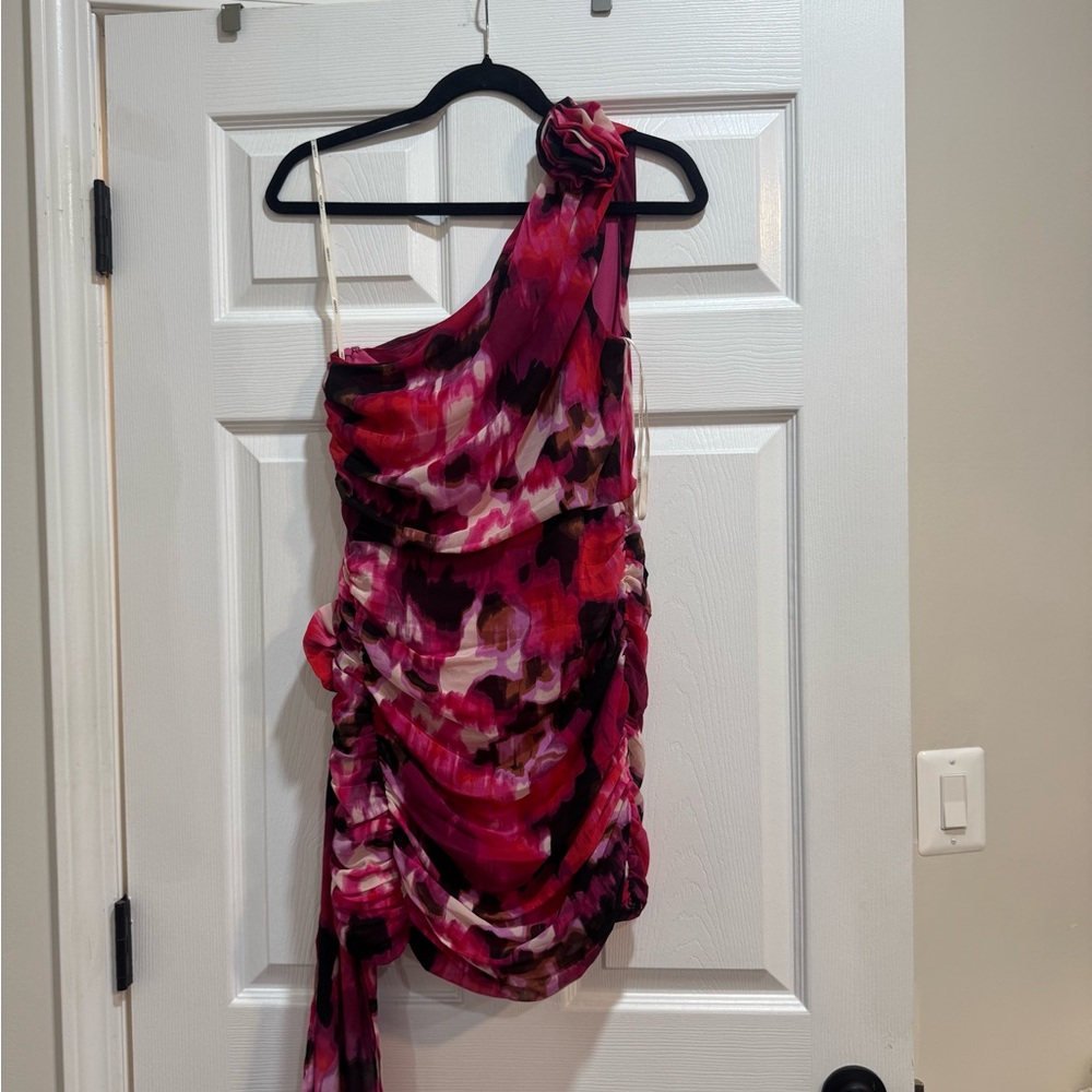 Forever 21 Black and Pink One Shoulder Bodycon Dress